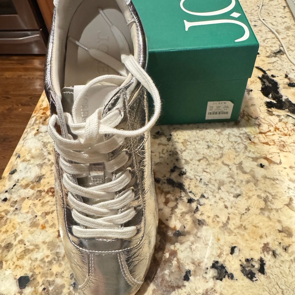 J. Crew Shiny Silver Women's Sneakers - Picture 5 of 6
